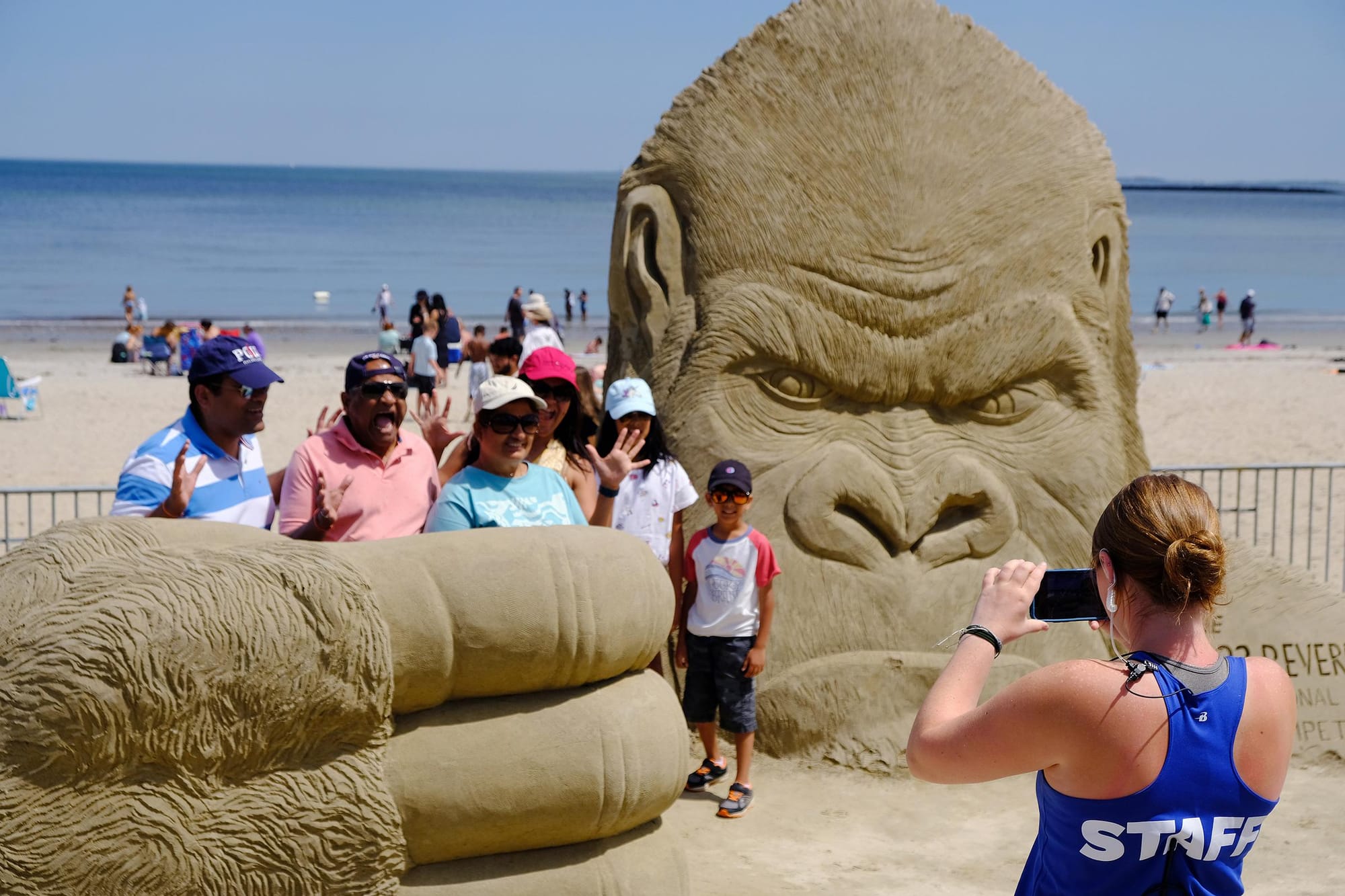 Sand-Sculpted King Kongs (Mostly) Withstand The Rain